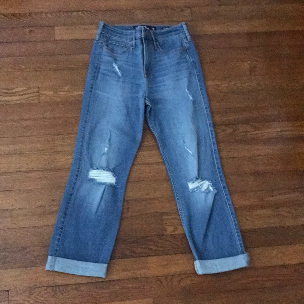 Hollister high rise slim straight ripped jeans